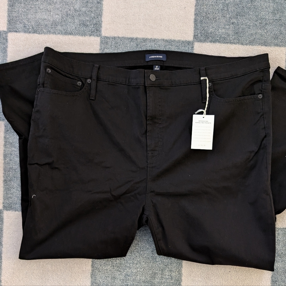 J CREW 10" highest-rise toothpick jean black size 37  plus size Skinny Jeans